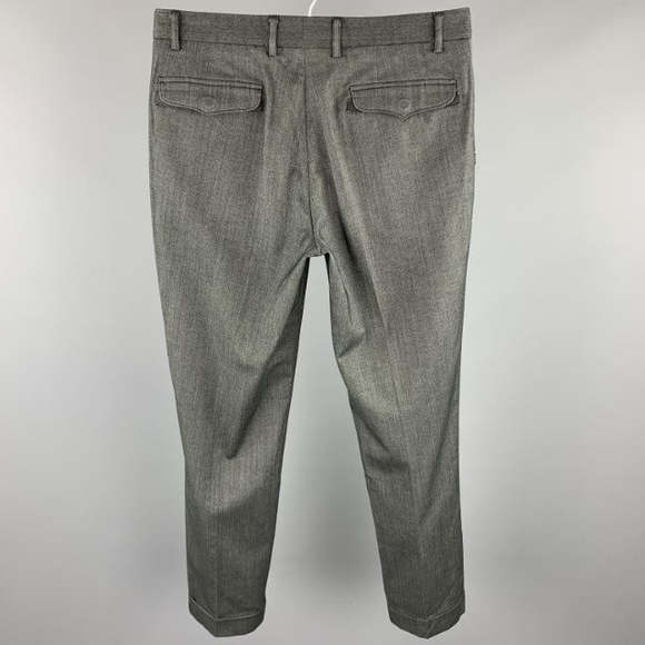 JOHN VARVATOS Size 30 Dark Gray Herringbone Cotton Blend Zip Fly Dress Pants - Picture 3 of 4